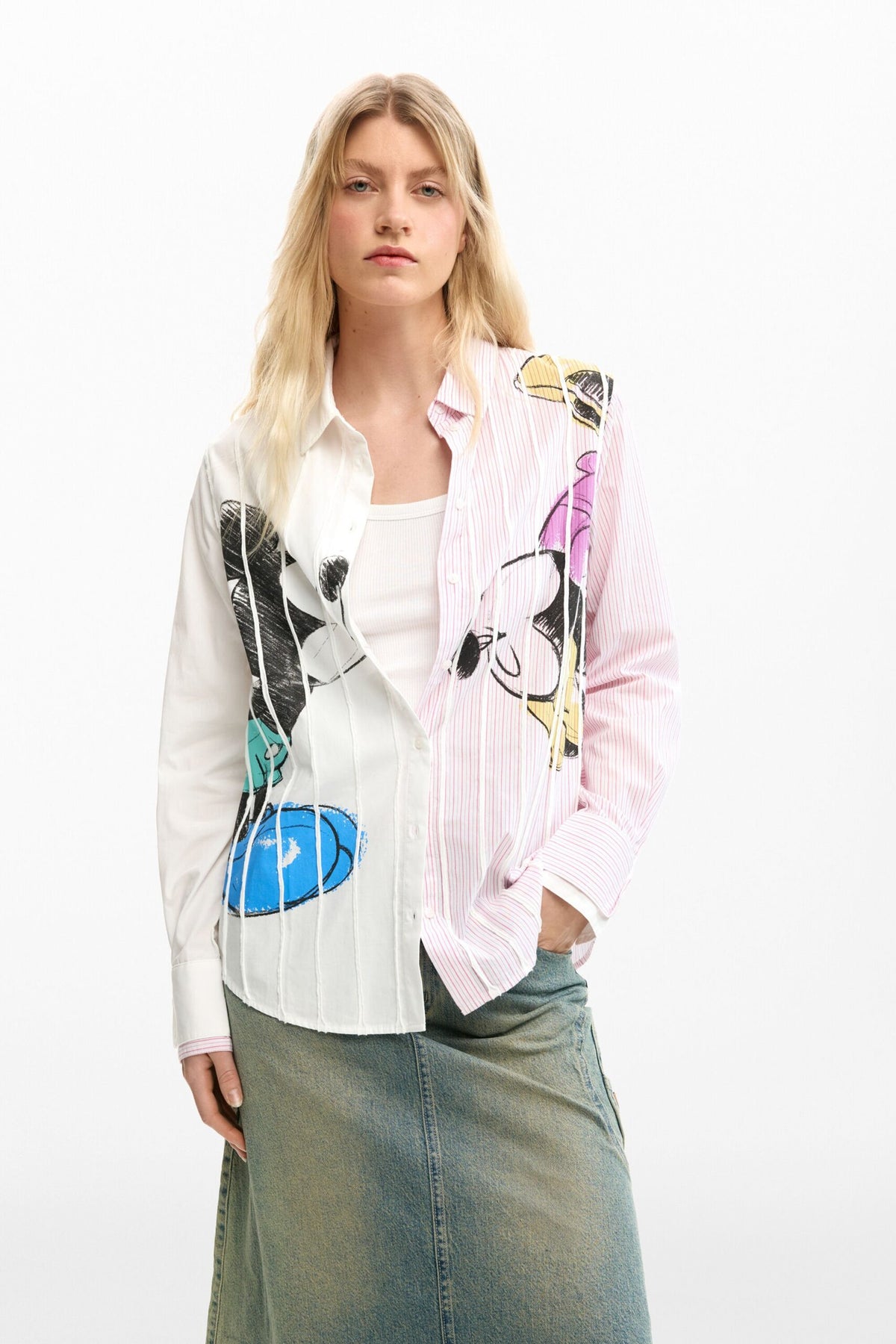 Desigual Regular-fit shirt with pleating on the front Mickey