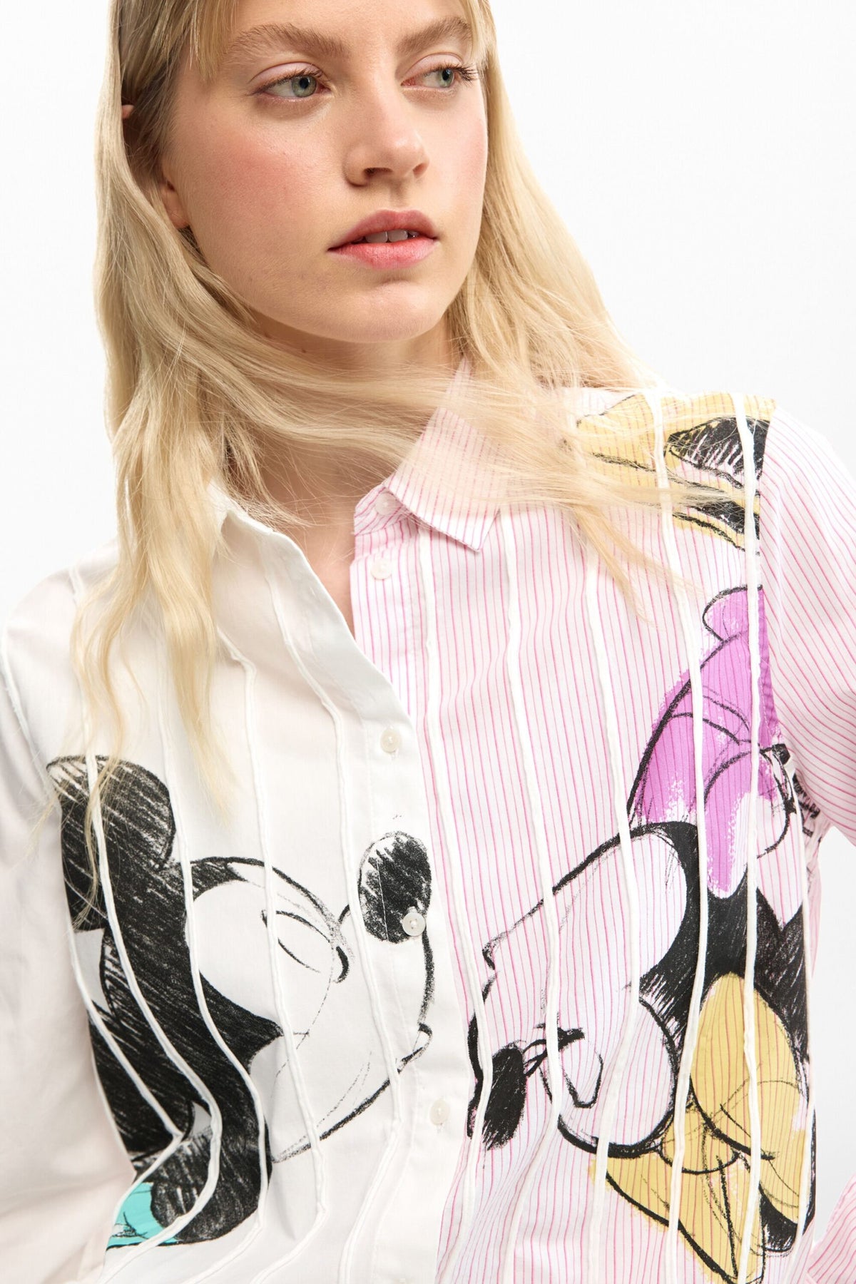Desigual Regular-fit shirt with pleating on the front Mickey