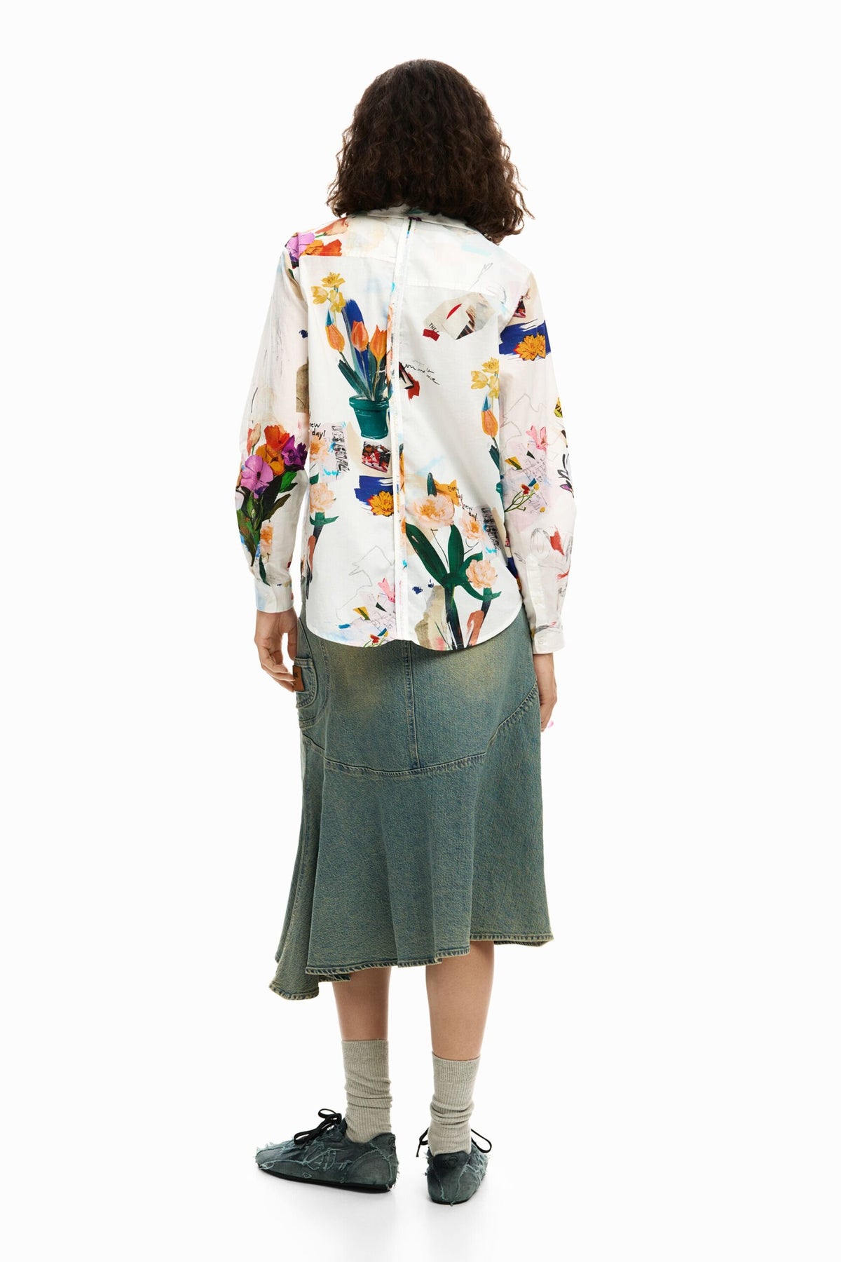 Desigual Long-sleeved regular-fit shirt with a collage-effect print