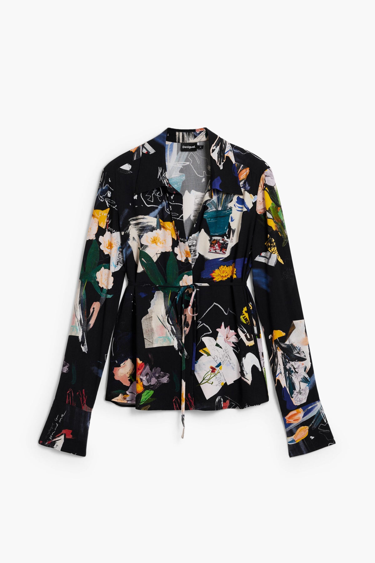 Desigual Long-sleeved shirt with V-neckline adjustable tie at the waist