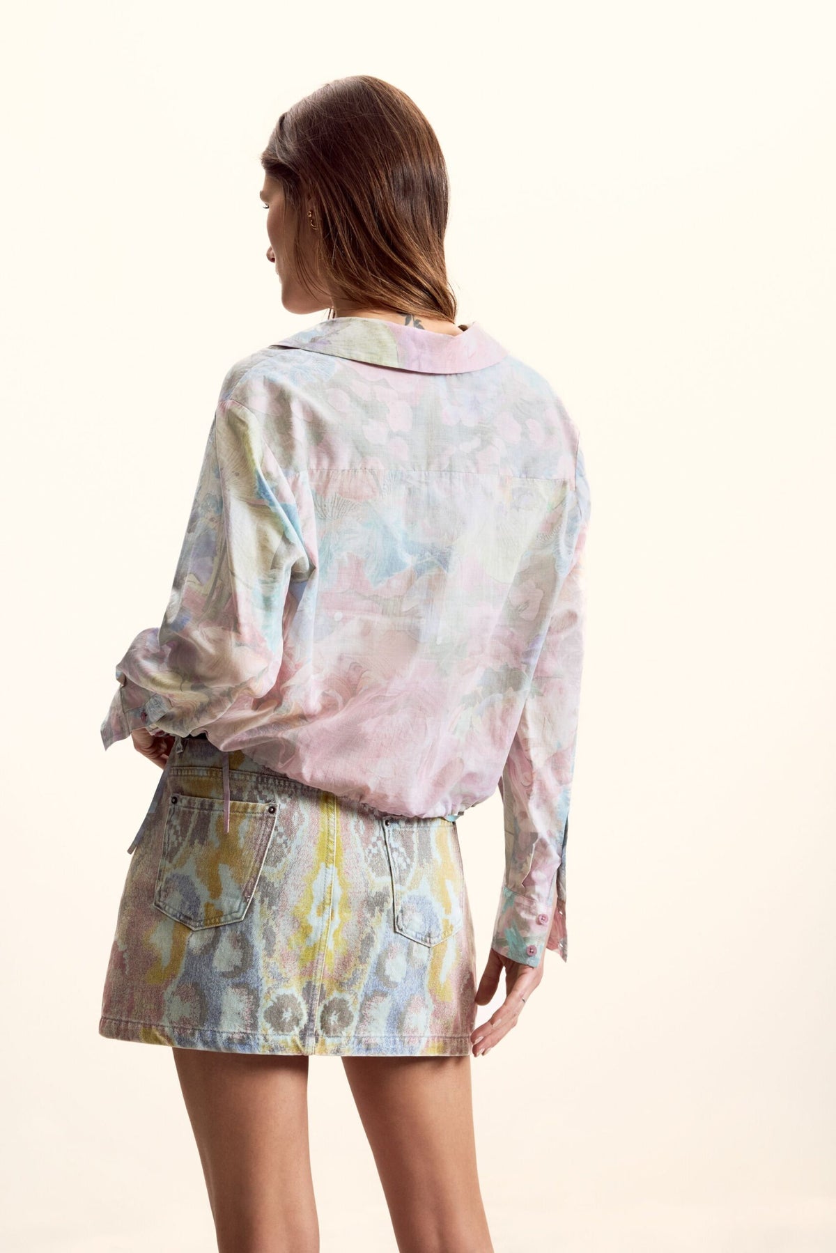 Desigual Short shirt with adjustable side ties and floral print