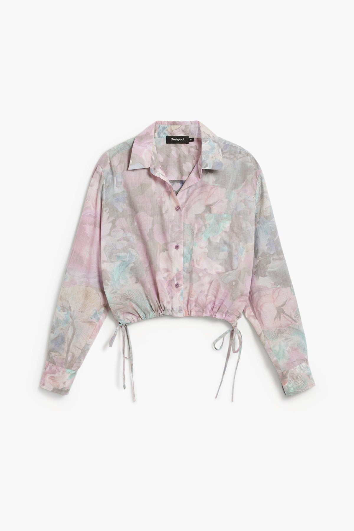 Desigual Short shirt with adjustable side ties and floral print