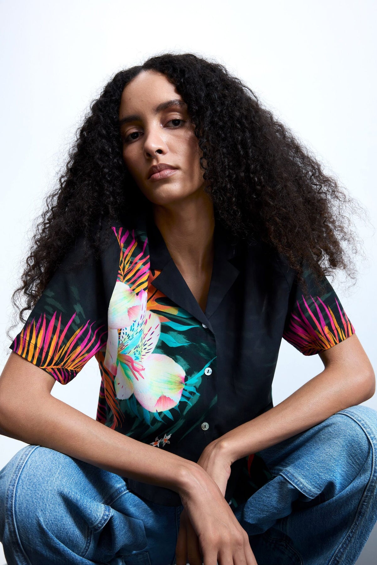 Desigual Short-sleeved regular-fit shirt with a bowling-style collar