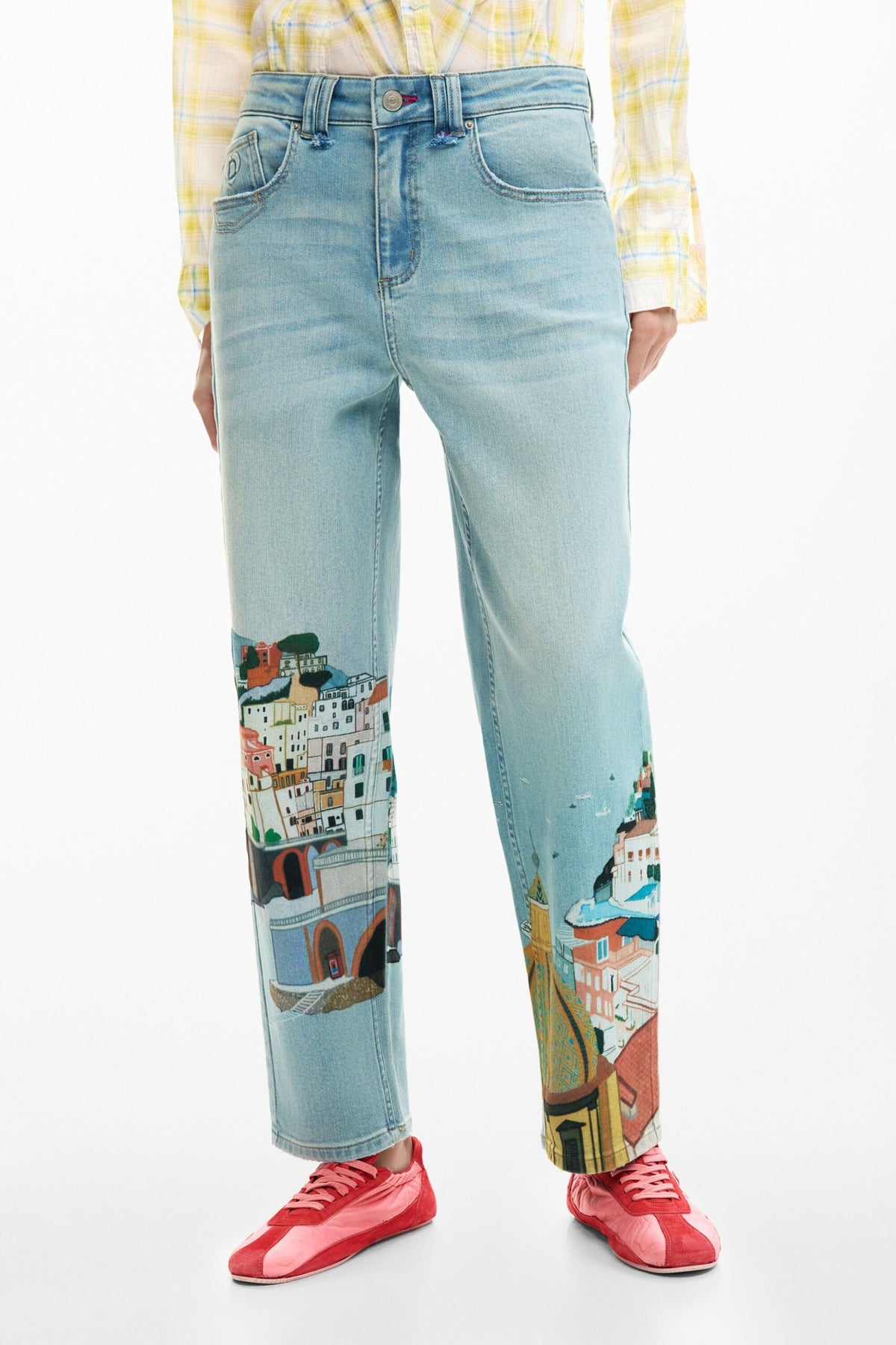 Desigual Straight denim trousers with a washed effect front and back pockets