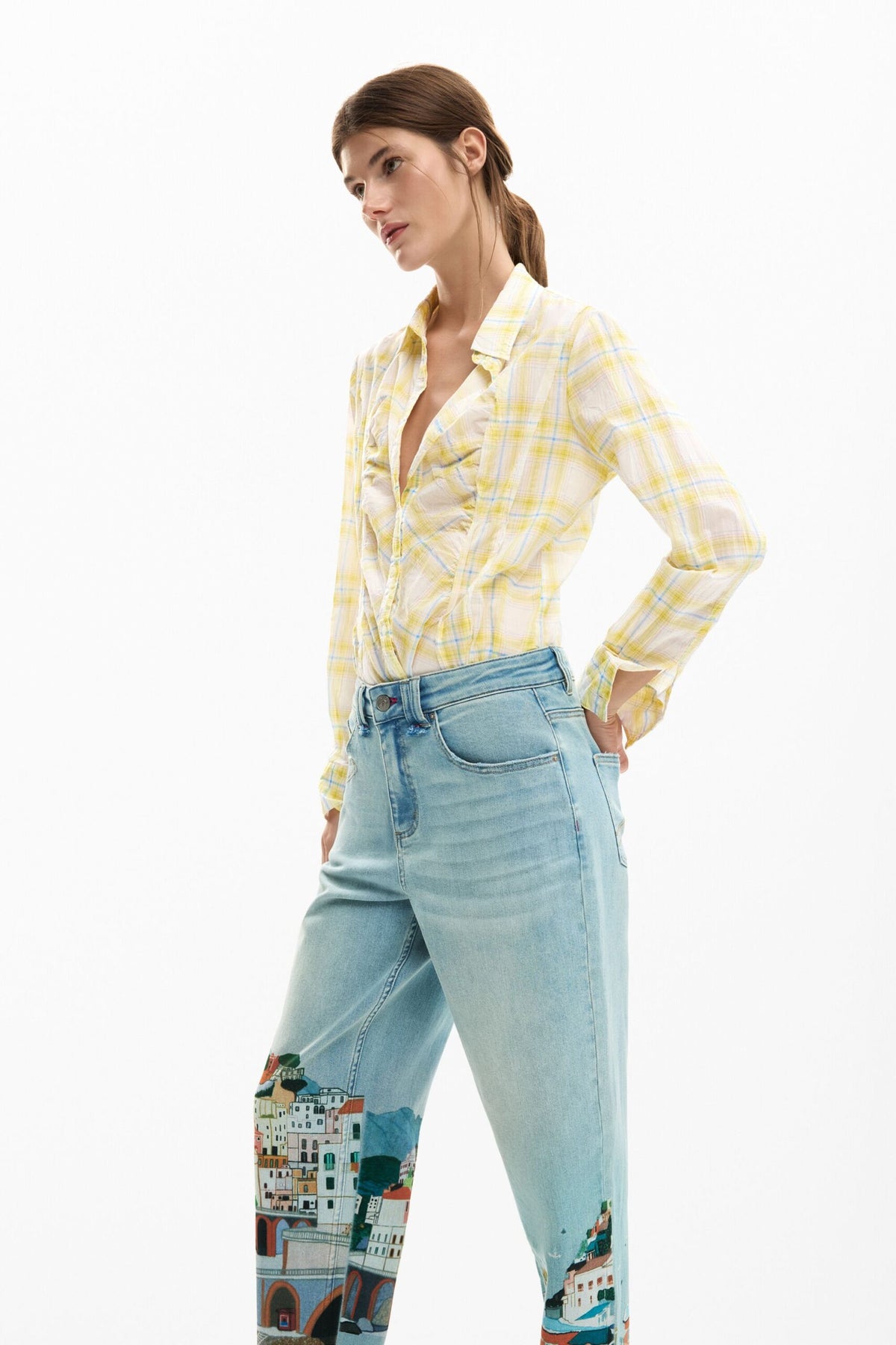 Desigual Straight denim trousers with a washed effect front and back pockets