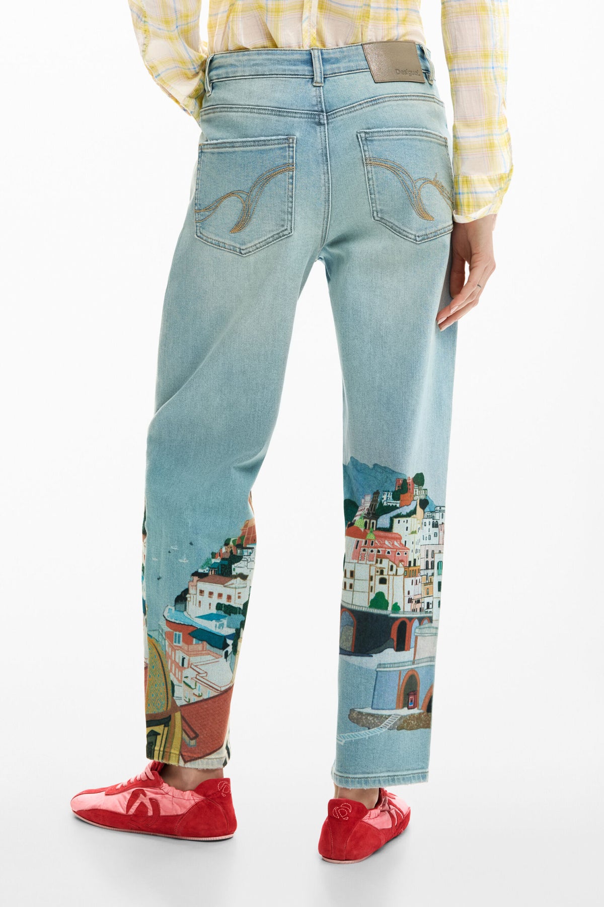 Desigual Straight denim trousers with a washed effect front and back pockets