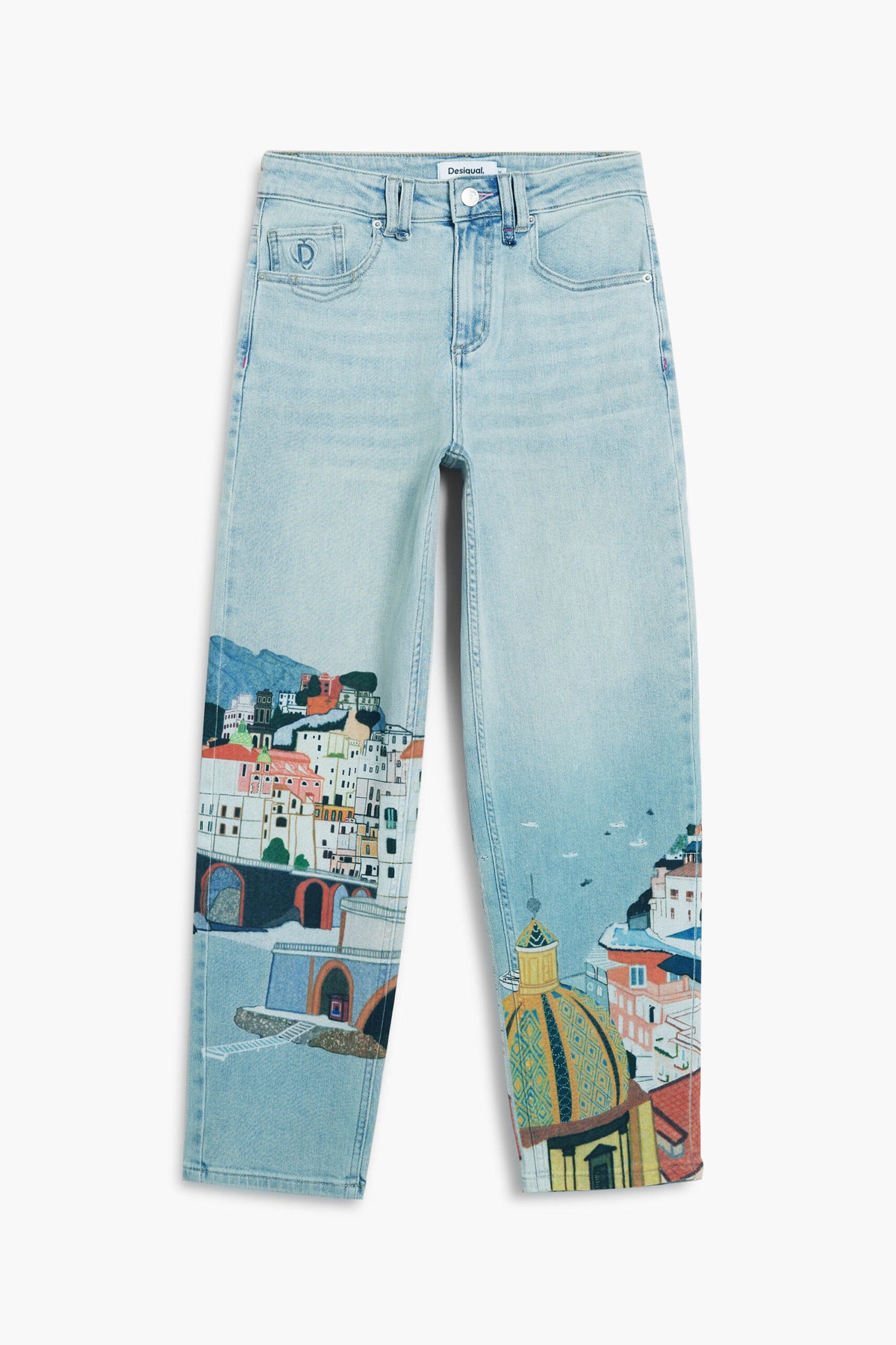 Desigual Straight denim trousers with a washed effect front and back pockets