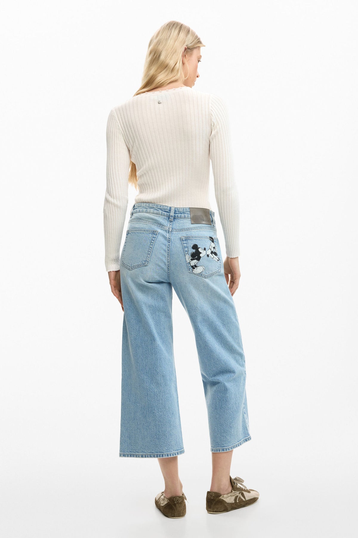 Desigual Straight-cut denim pants with a Mickey Mouse™ print