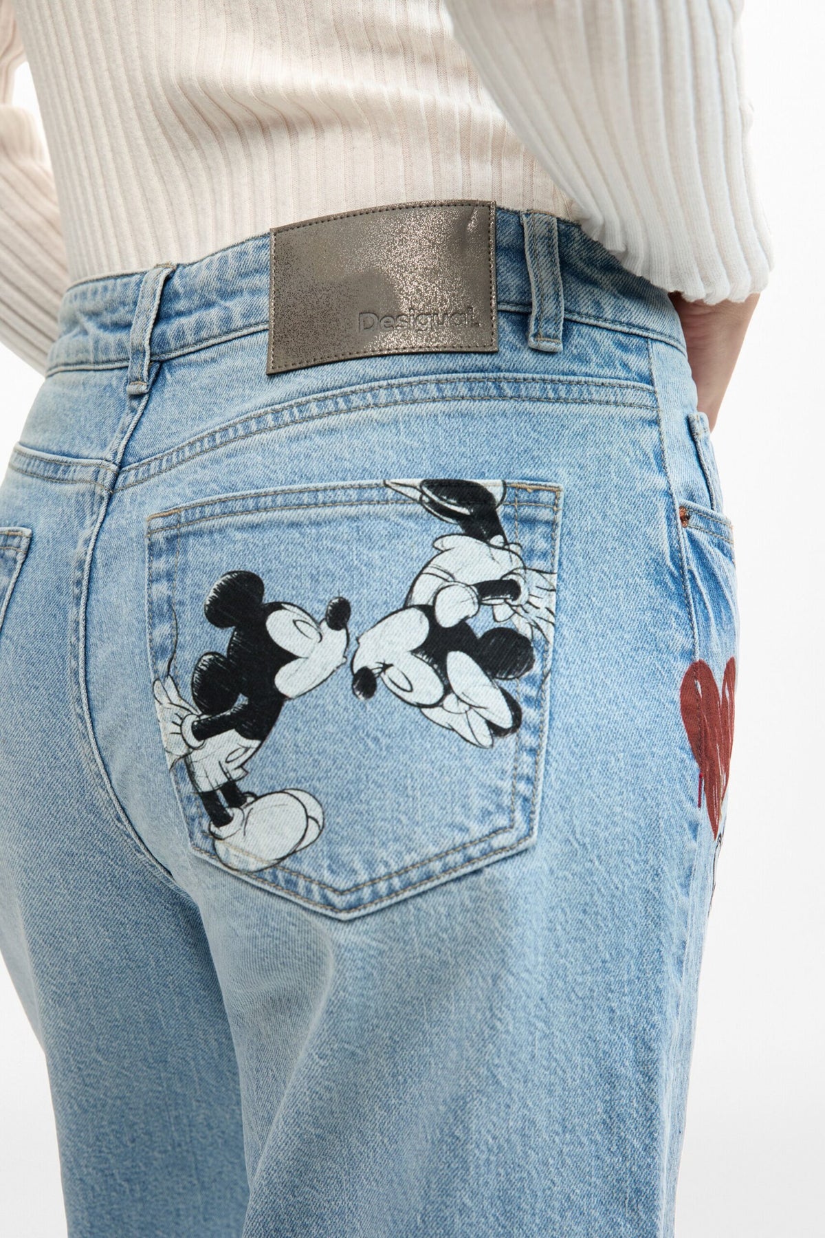 Desigual Straight-cut denim pants with a Mickey Mouse™ print