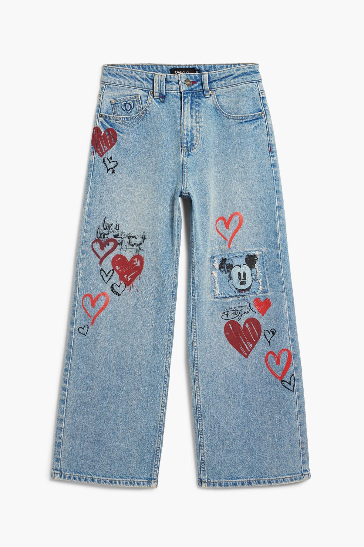 Desigual Straight-cut denim pants with a Mickey Mouse™ print