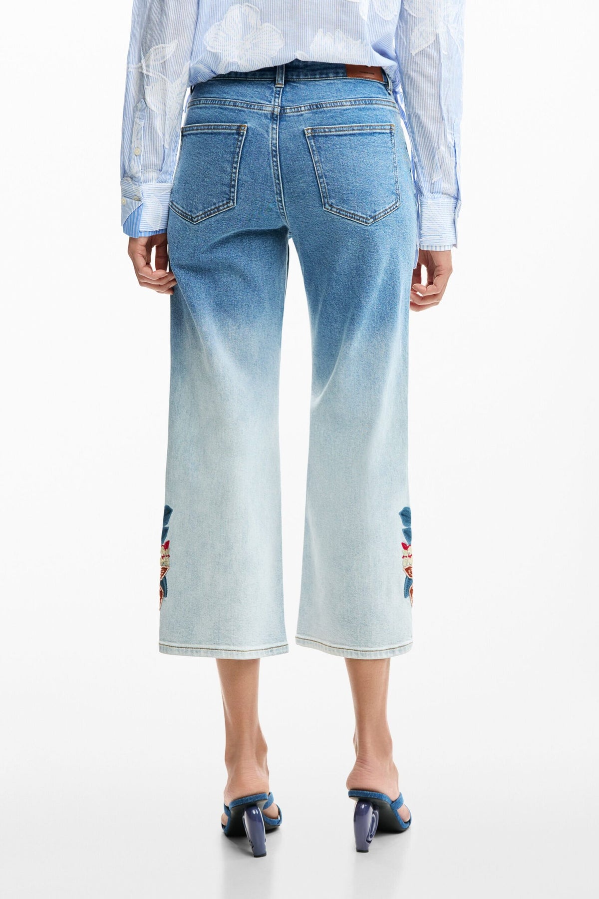 Desigual Culotte-style denim trousers with a color gradient effect