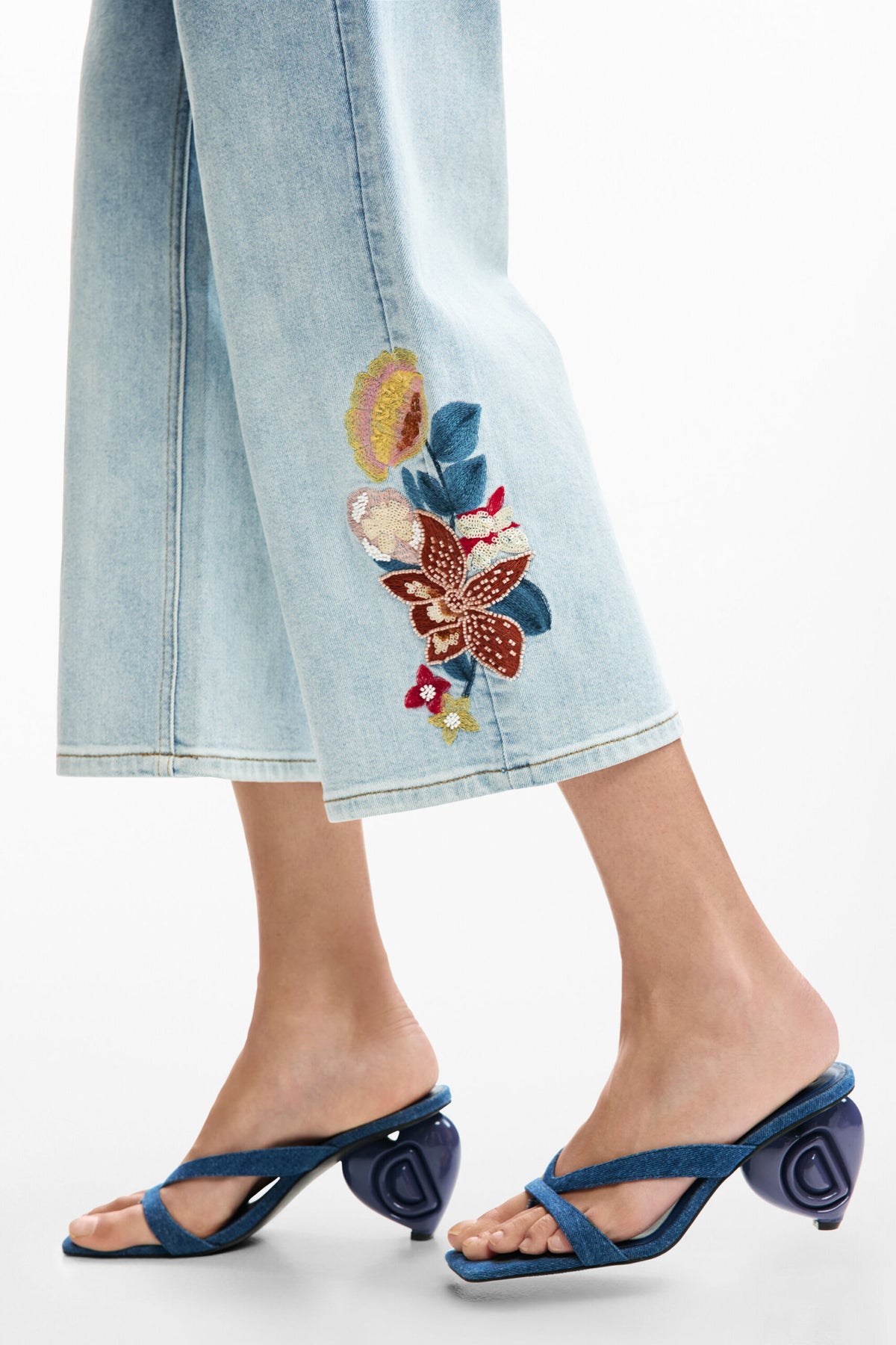 Desigual Culotte-style denim trousers with a color gradient effect