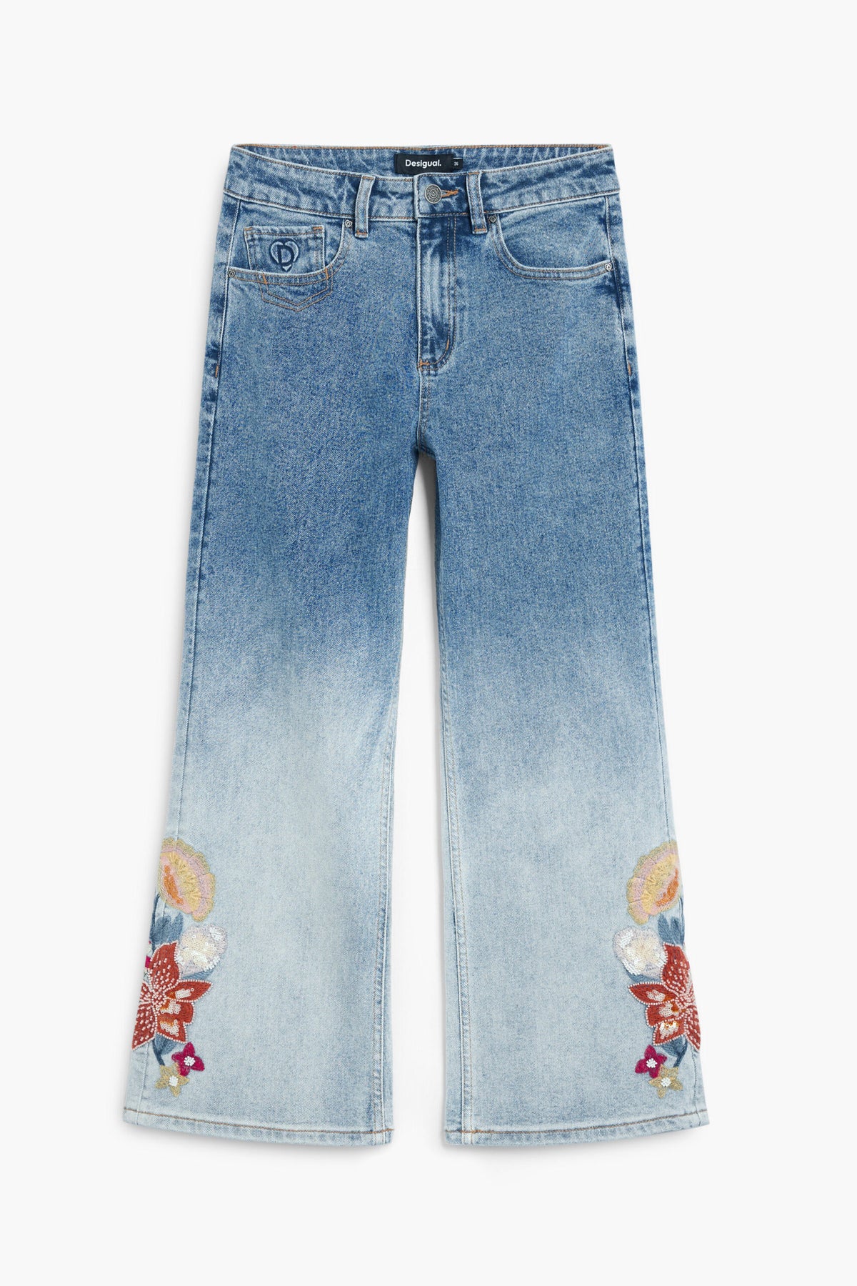 Desigual Culotte-style denim trousers with a color gradient effect
