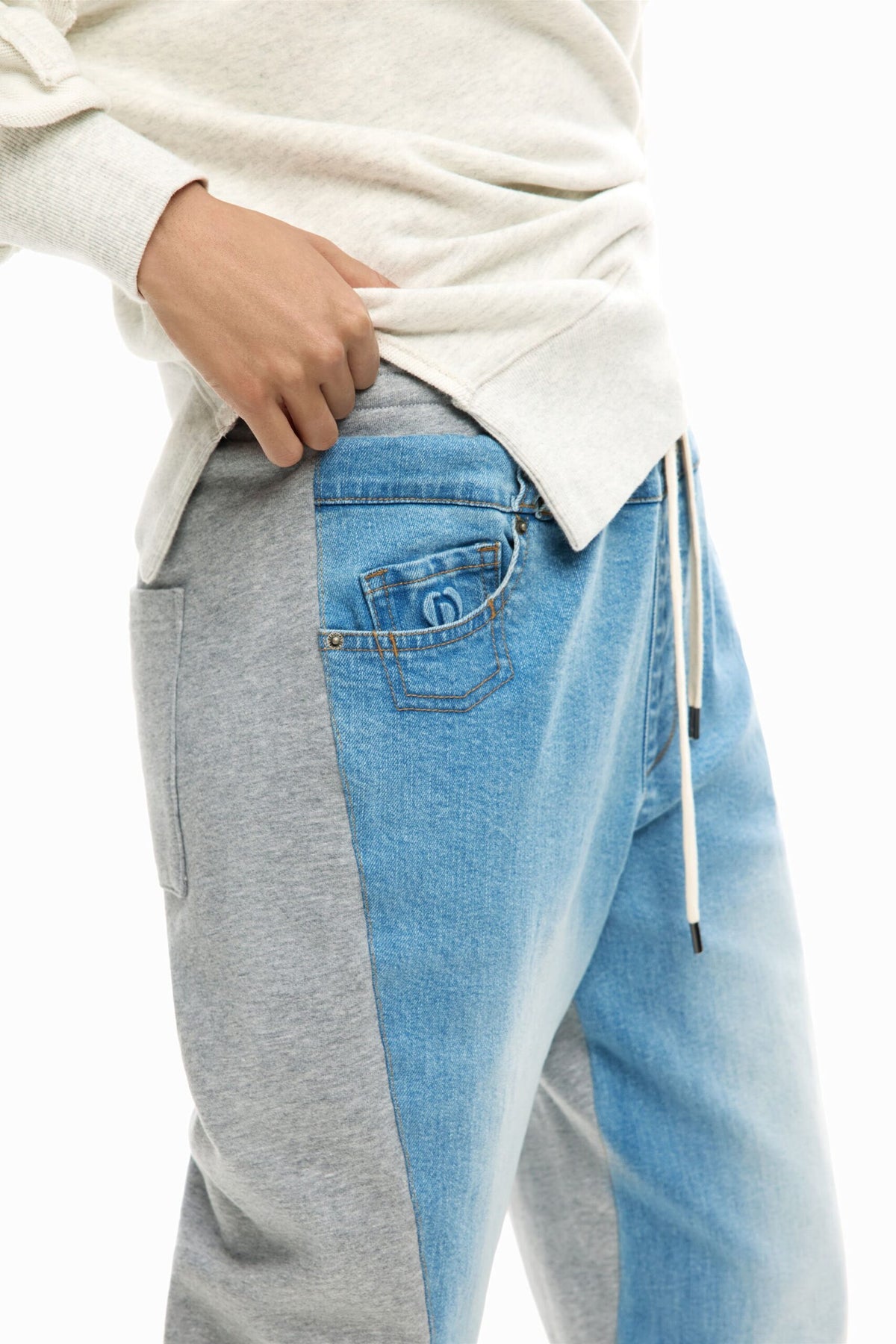 Desigual Jogger-style denim trousers with elasticated waistband