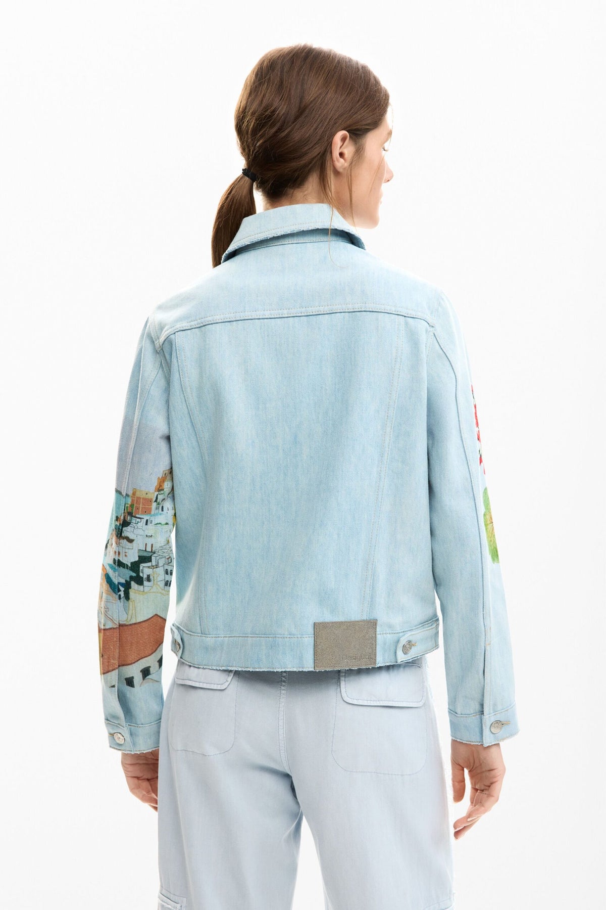 Desigual Regular-fit denim jacket with embroidered patches