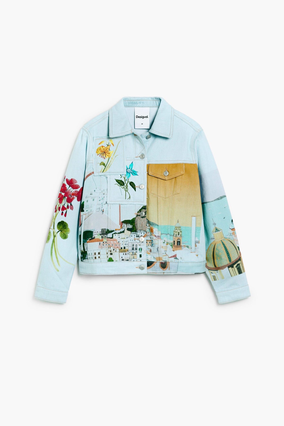 Desigual Regular-fit denim jacket with embroidered patches