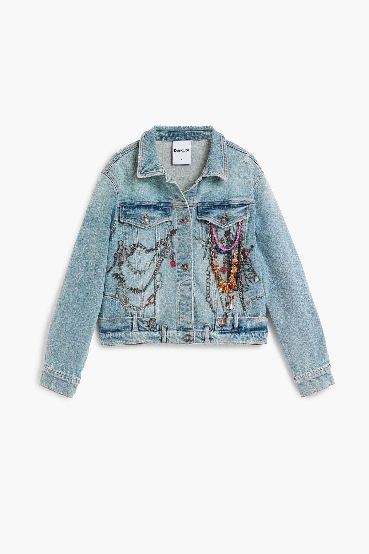 Desigual Regular-fit denim jacket in blue denim with contrasting graphic print