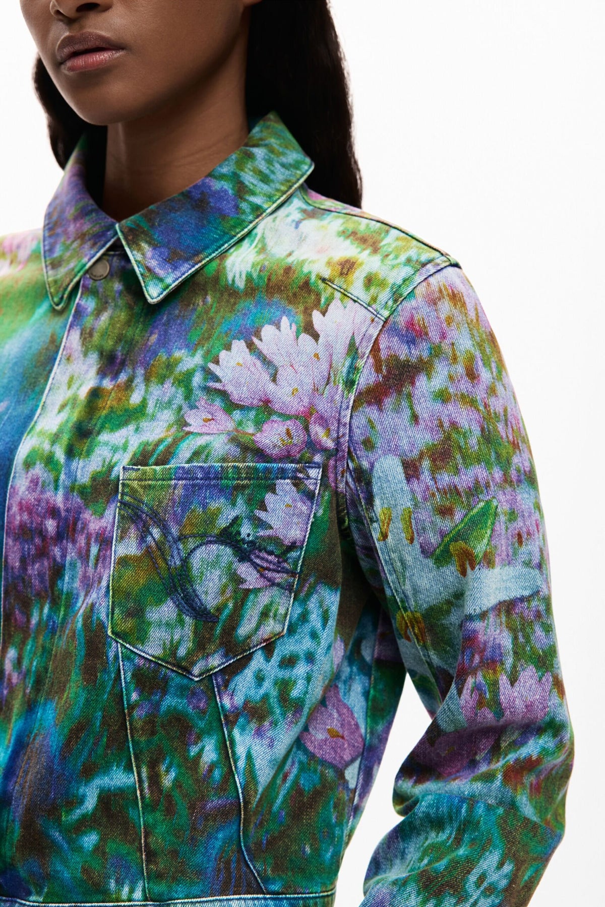Desigual Jacket made of denim fabric with a button placket cover detail