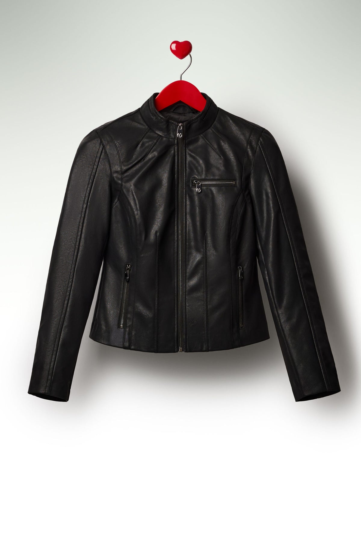 Desigual Jacket in leather-effect, fitted to the body, with Mao collar zip fastening
