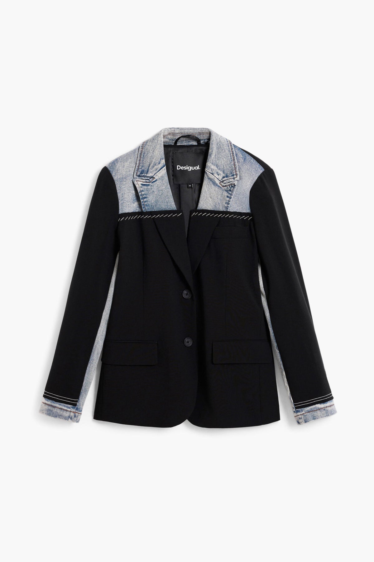 Desigual Blazer made of mixed fabrics with collar sleeve hems and upper part