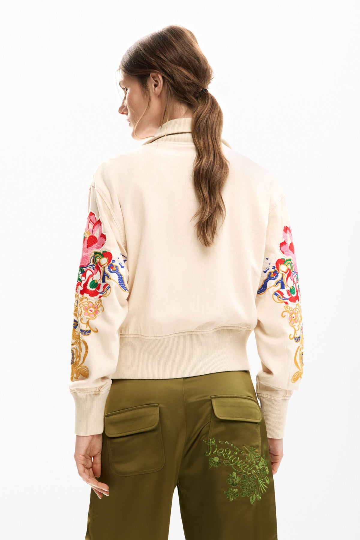 Desigual Jacket with chest pockets, flower patch-style appliqués