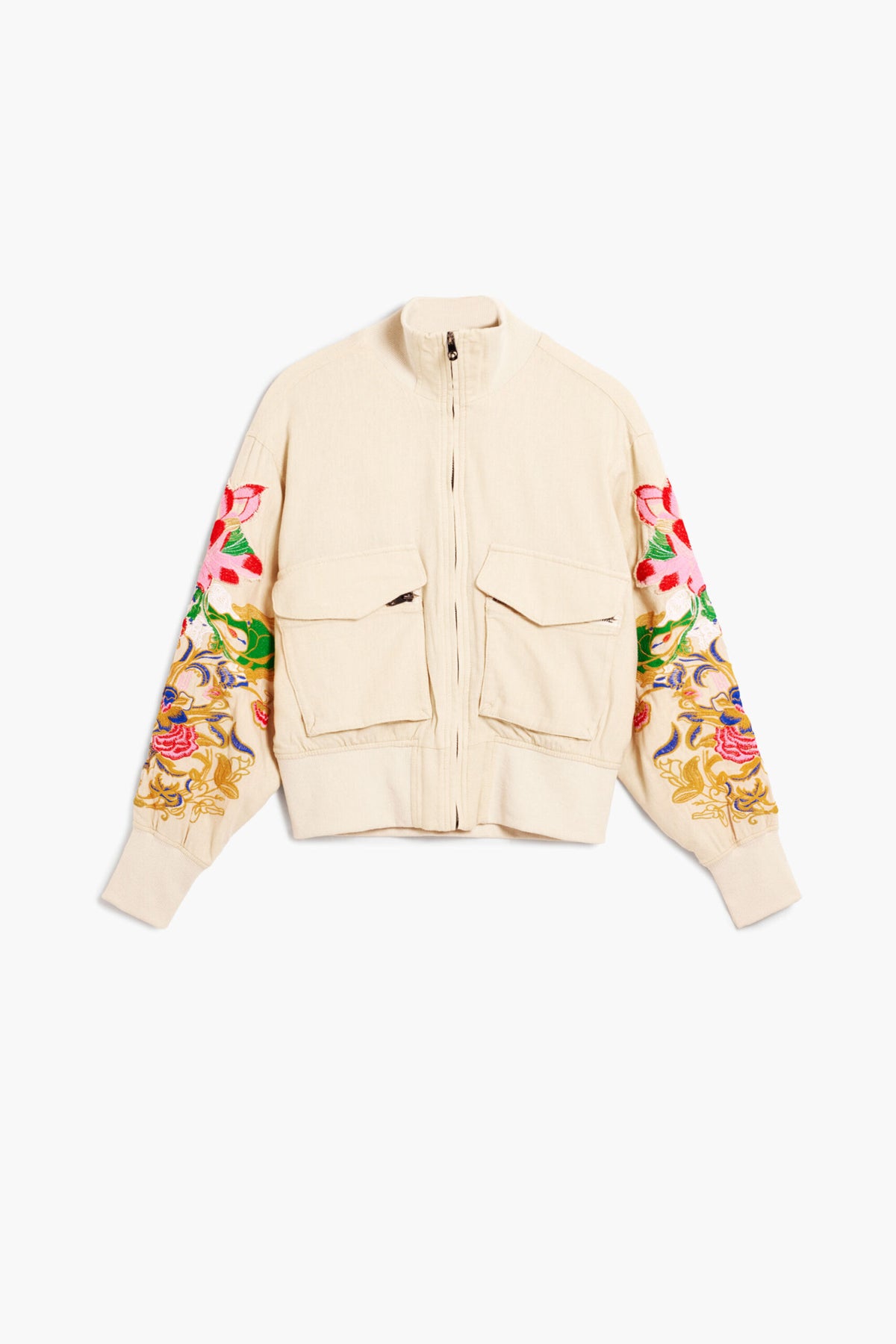 Desigual Jacket with chest pockets, flower patch-style appliqués