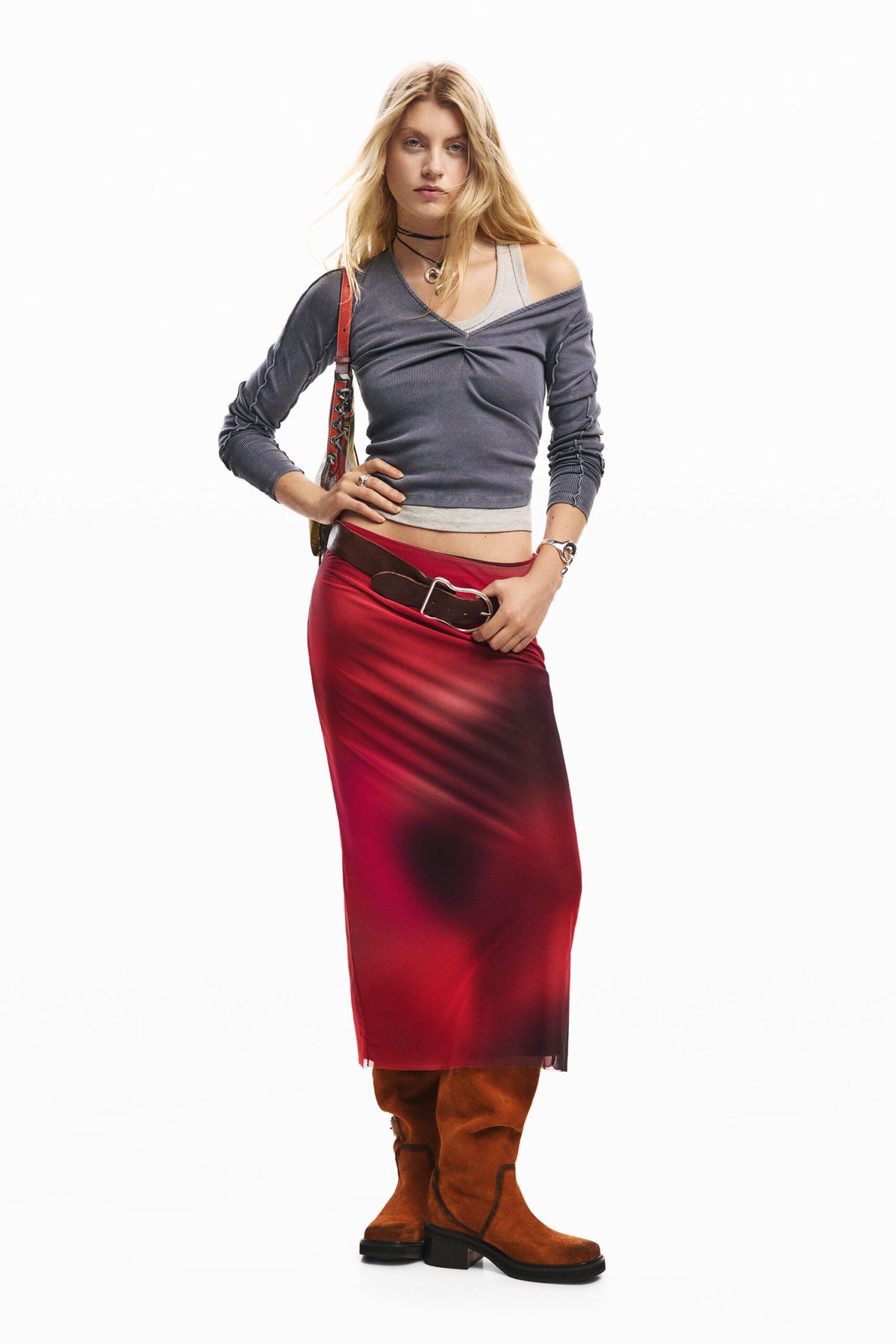 Desigual midi skirt made of tulle fabric with lining