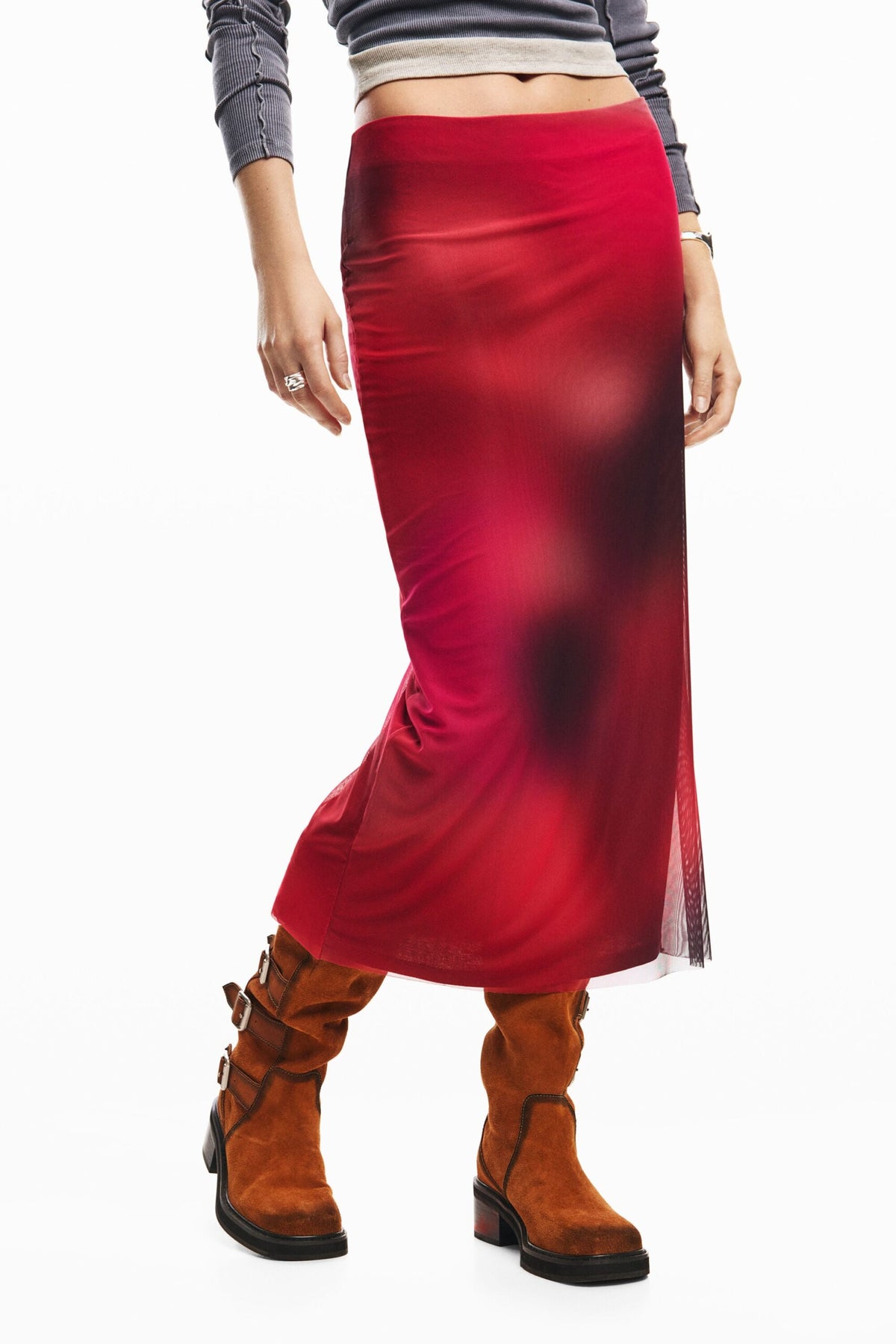 Desigual midi skirt made of tulle fabric with lining