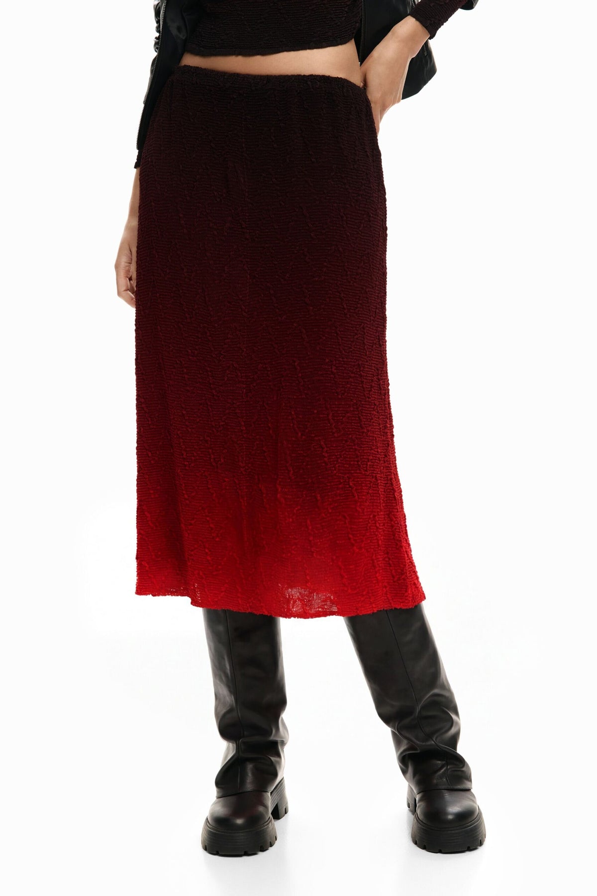 Desigual midi-cut skirt with elastic waistband textured print