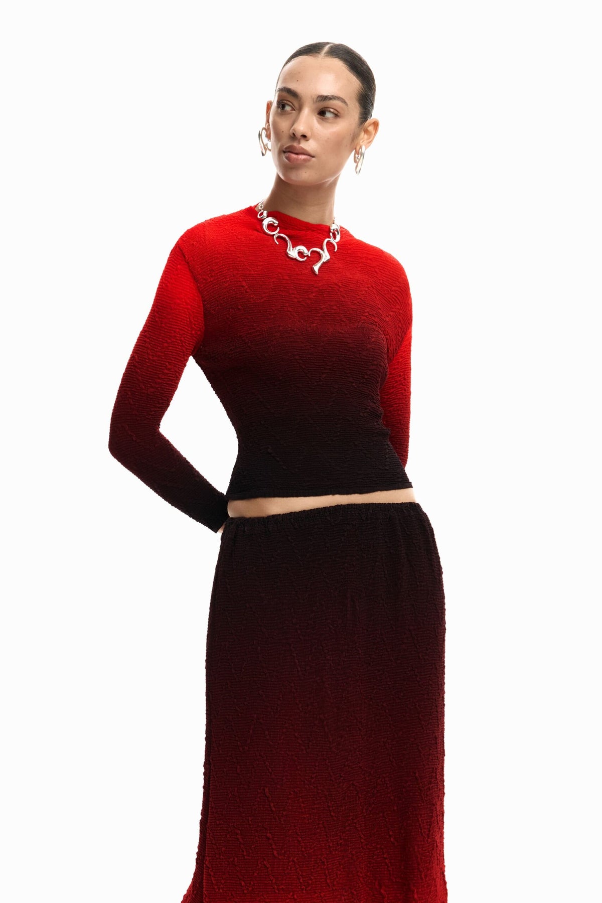 Desigual midi-cut skirt with elastic waistband textured print