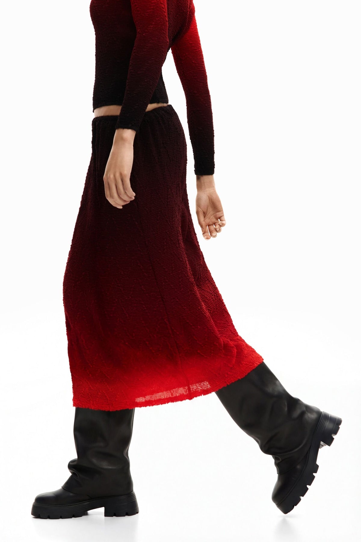Desigual midi-cut skirt with elastic waistband textured print