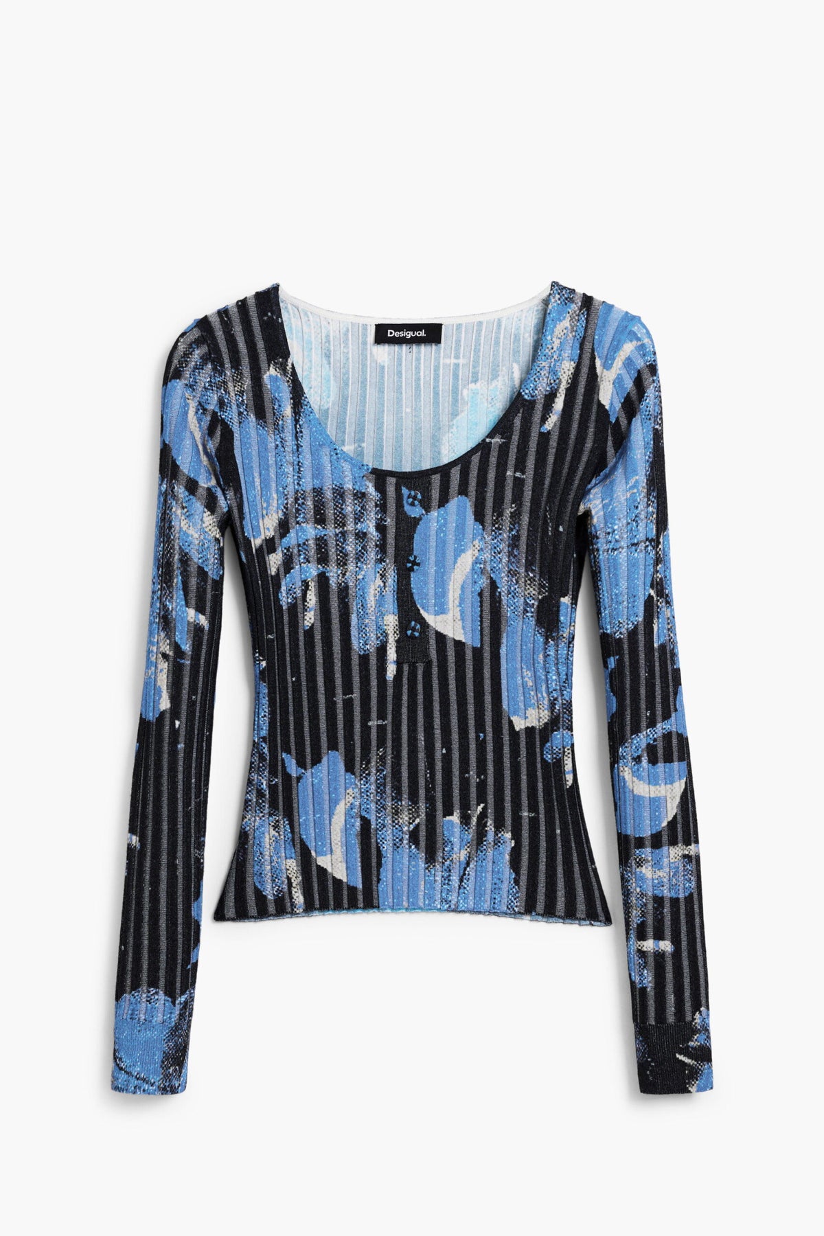 Desigual Fine sweater with open neckline, V-neck with three buttons