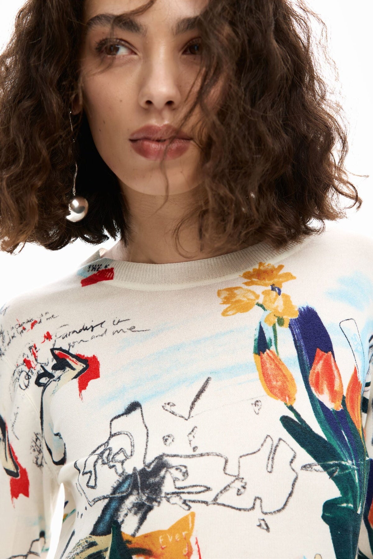Desigual Fine knit jersey with a regular fit featuring a collage-style print