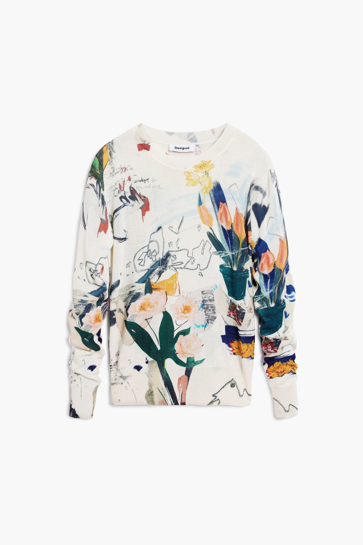 Desigual Fine knit jersey with a regular fit featuring a collage-style print