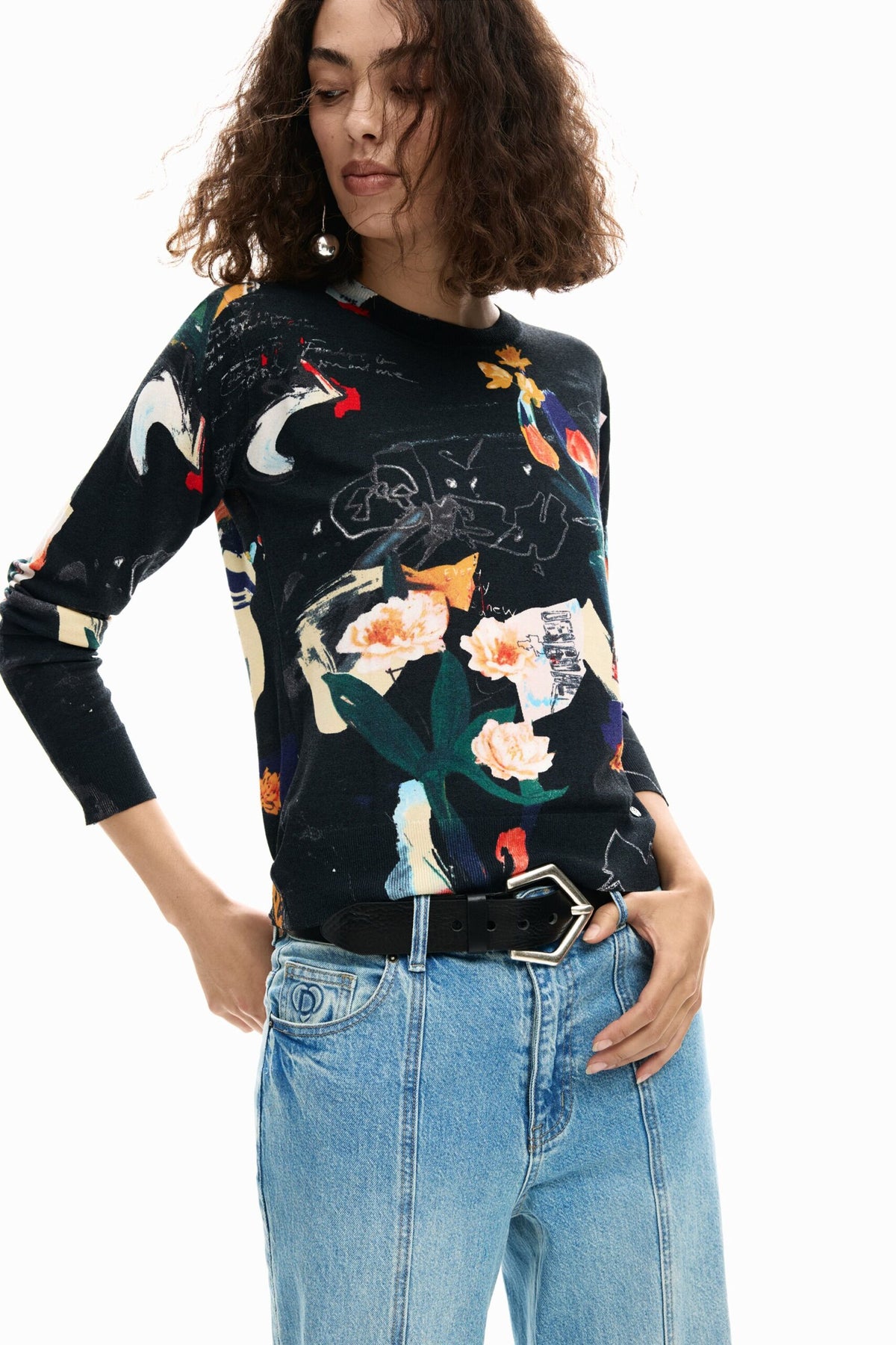 Desigual Fine knit jersey with a regular fit featuring a collage-style print