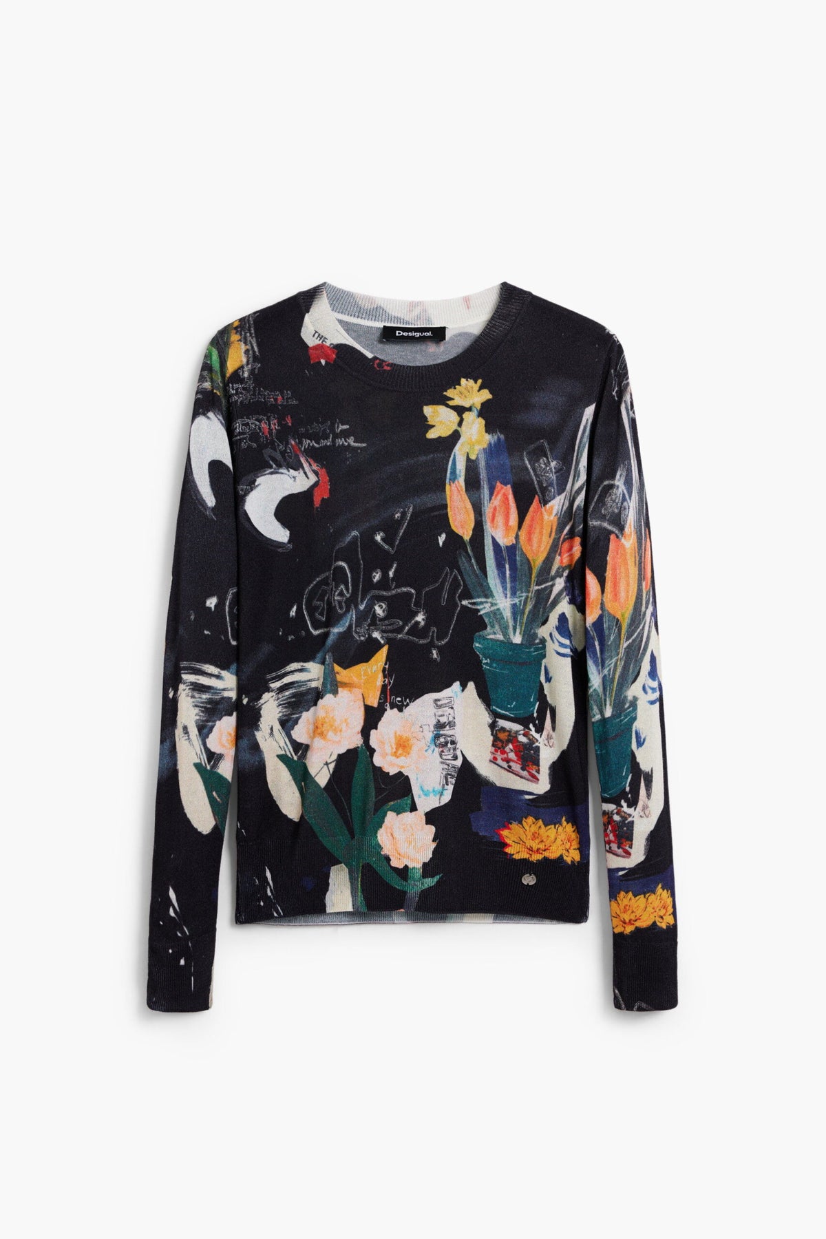 Desigual Fine knit jersey with a regular fit featuring a collage-style print