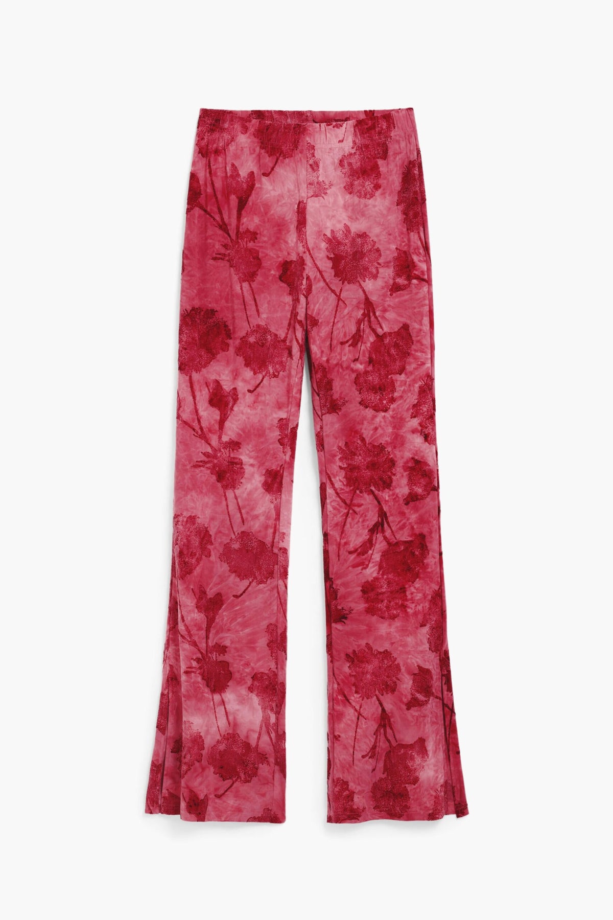 Desigual Flared-style trousers in devoré fabric with elastic waistband