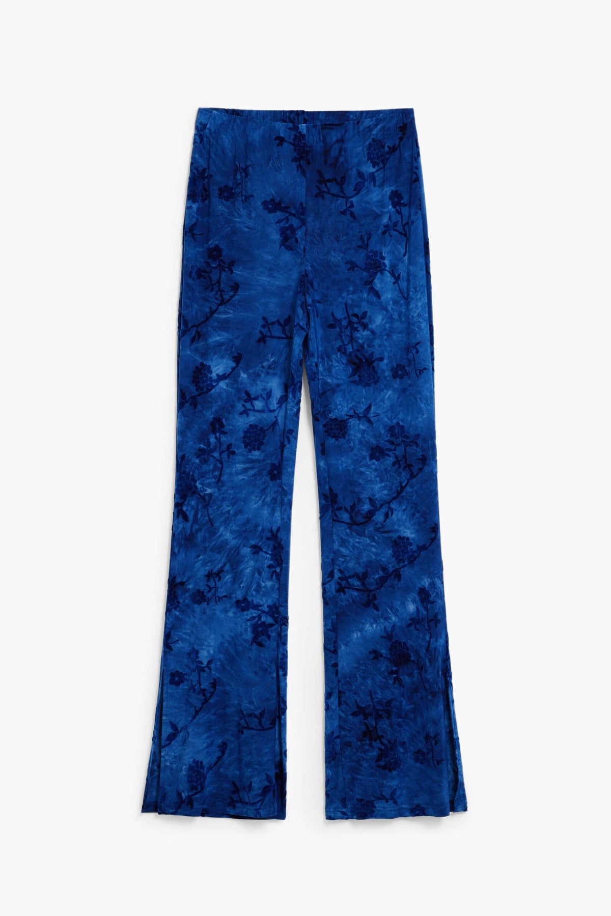 Desigual Flared-style trousers in devoré fabric with elastic waistband