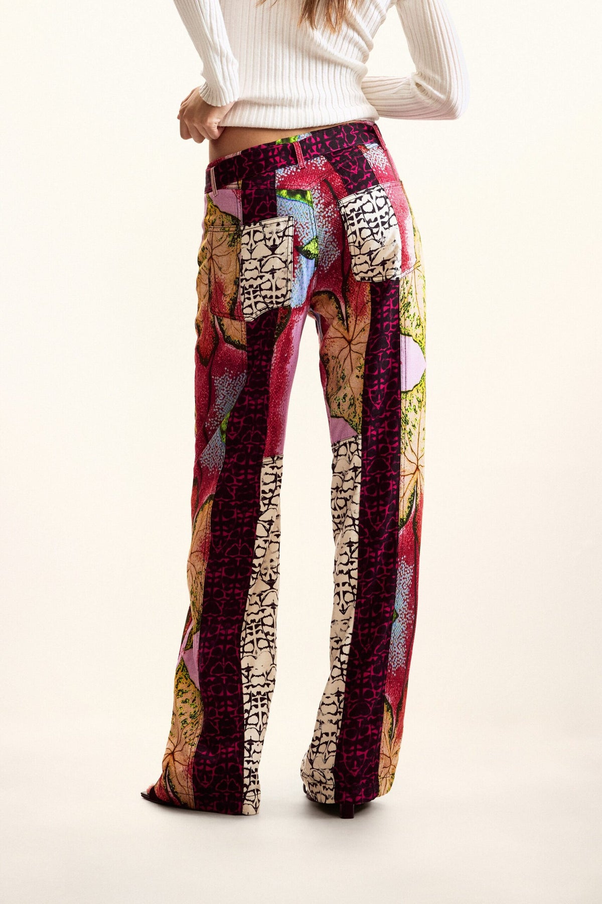Desigual Straight, flowing trousers with elastic waistband adjustable belt