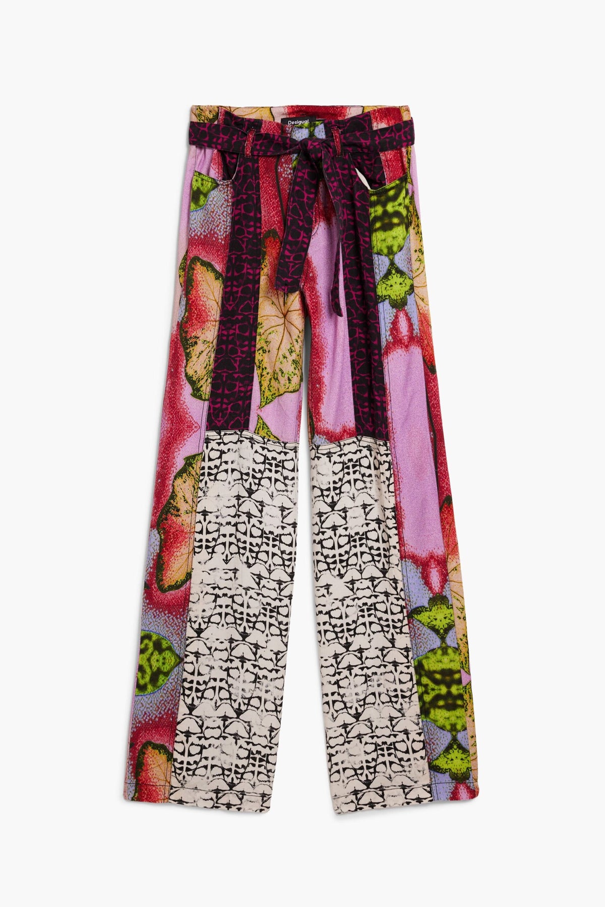 Desigual Straight, flowing trousers with elastic waistband adjustable belt