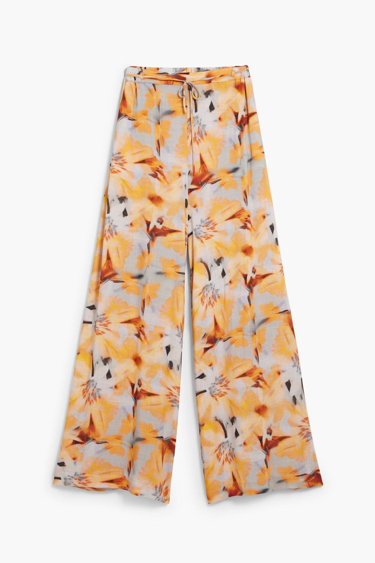 Desigual Long viscose fabric trousers with a floral print in blue and yellow tones