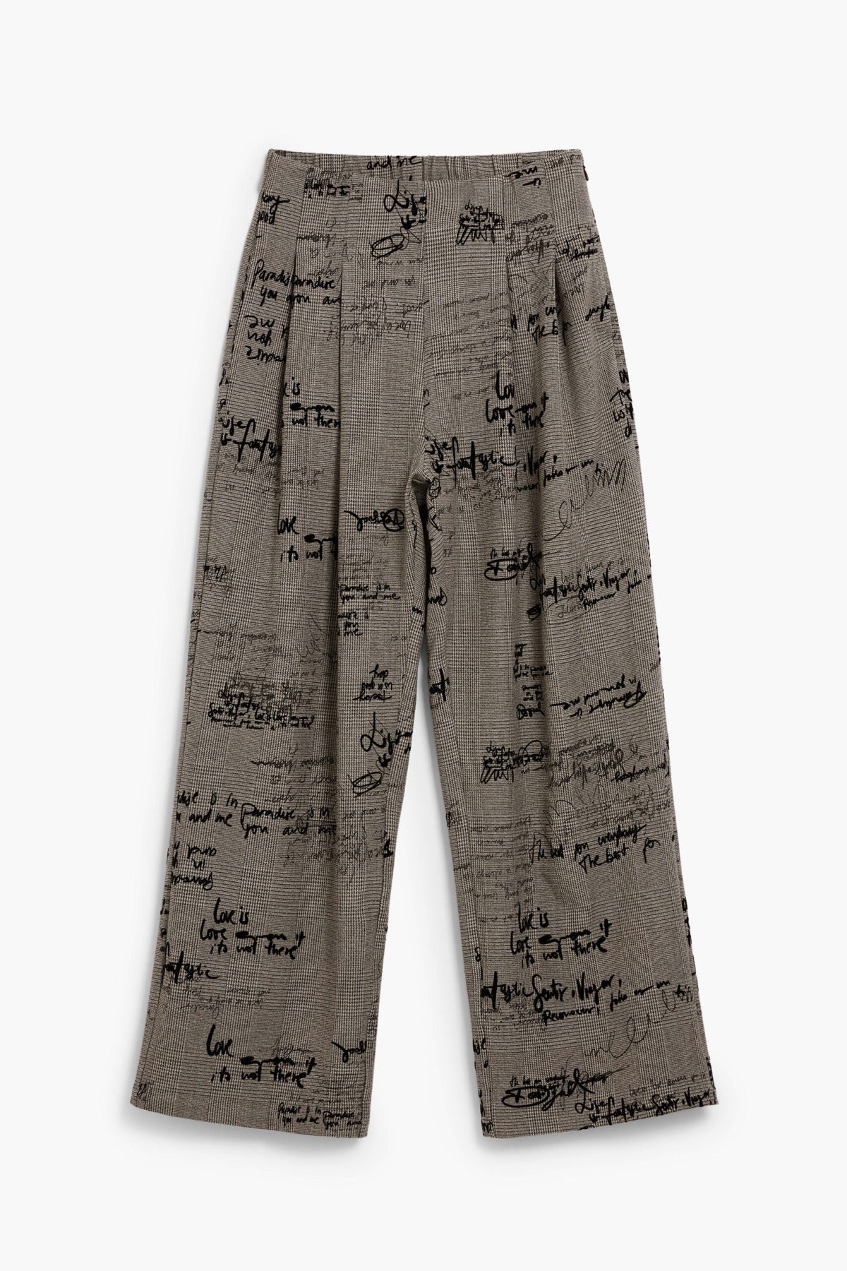 Desigual Pleated regular-fit trousers with side zipper check print