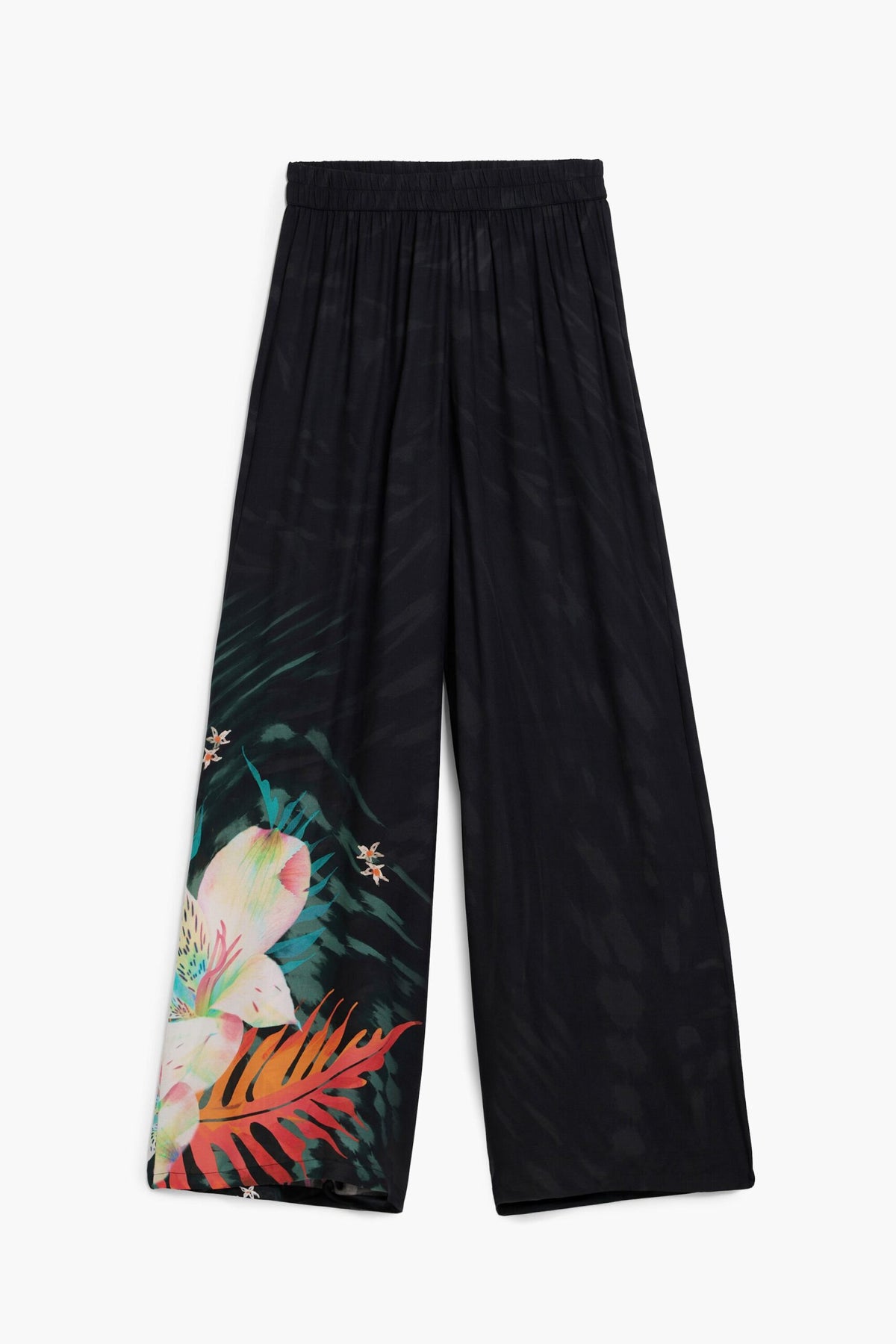 Desigual Straight trousers flowing cut with elastic waistband