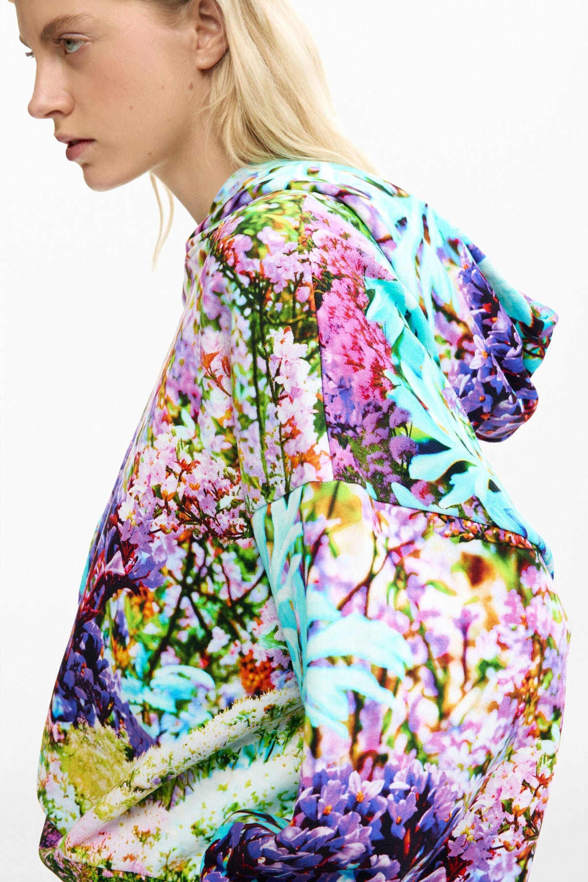 Desigual Long-sleeved oversized hoodie with elastic at cuffs and hem