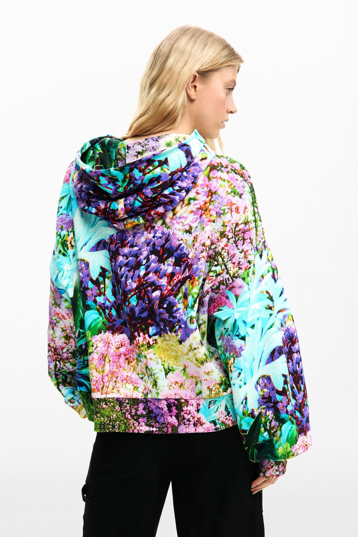 Desigual Long-sleeved oversized hoodie with elastic at cuffs and hem