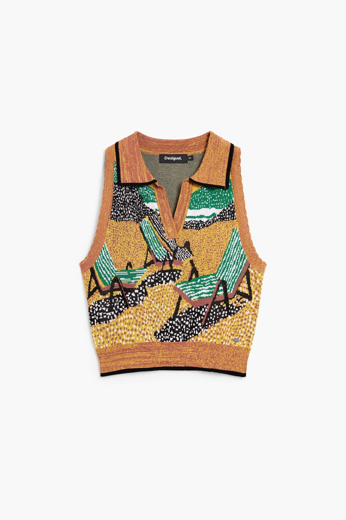 Desigual Sleeveless T-shirt with jacquard knit fabric and front print