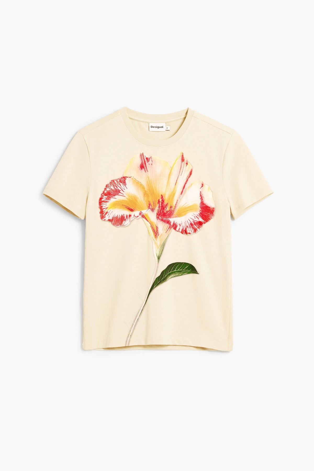Desigual Regular-fit T-shirt with a front print of a hibiscus-style flower