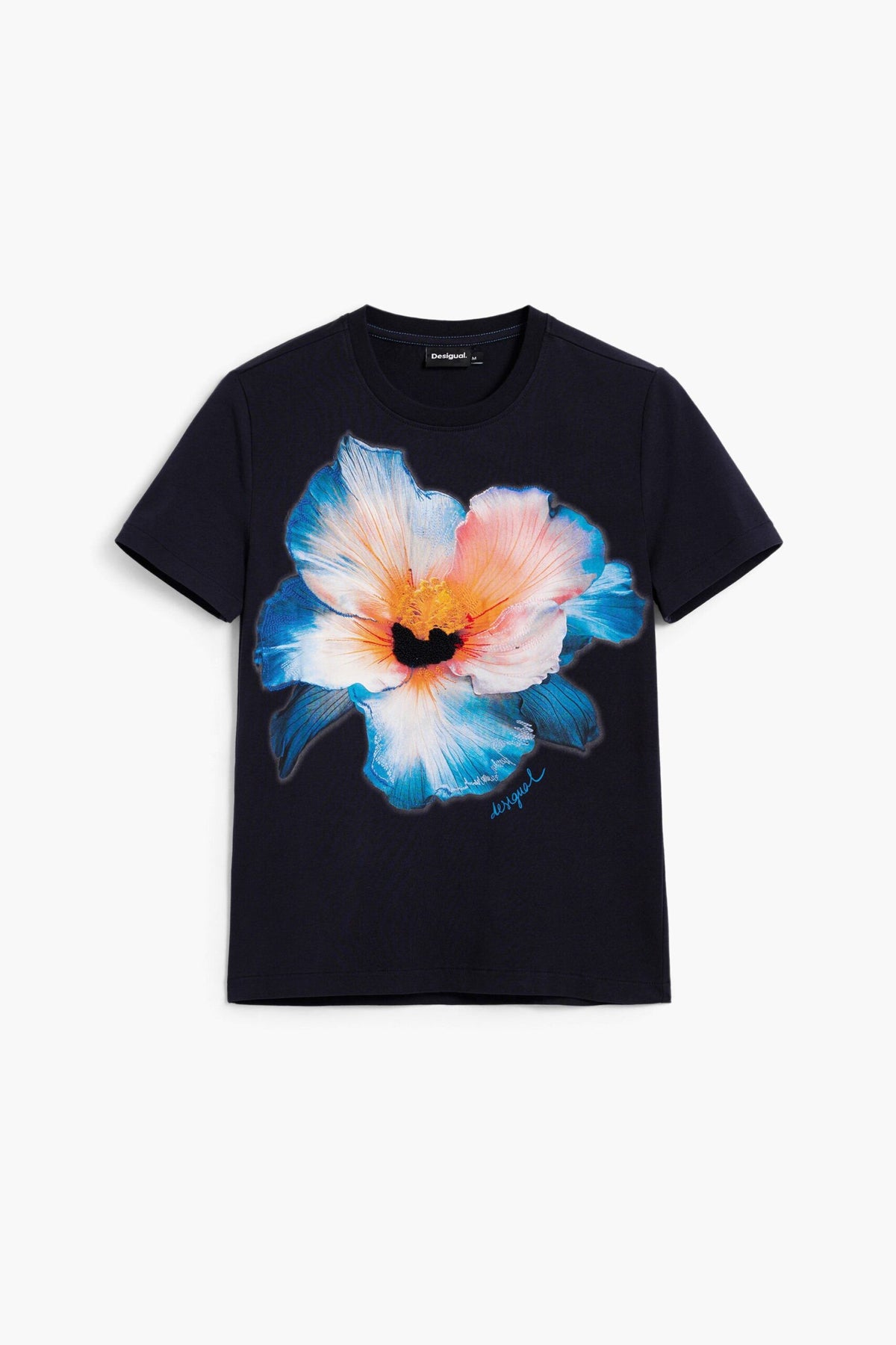 Desigual Regular-fit T-shirt with a front print of a hibiscus-style flower