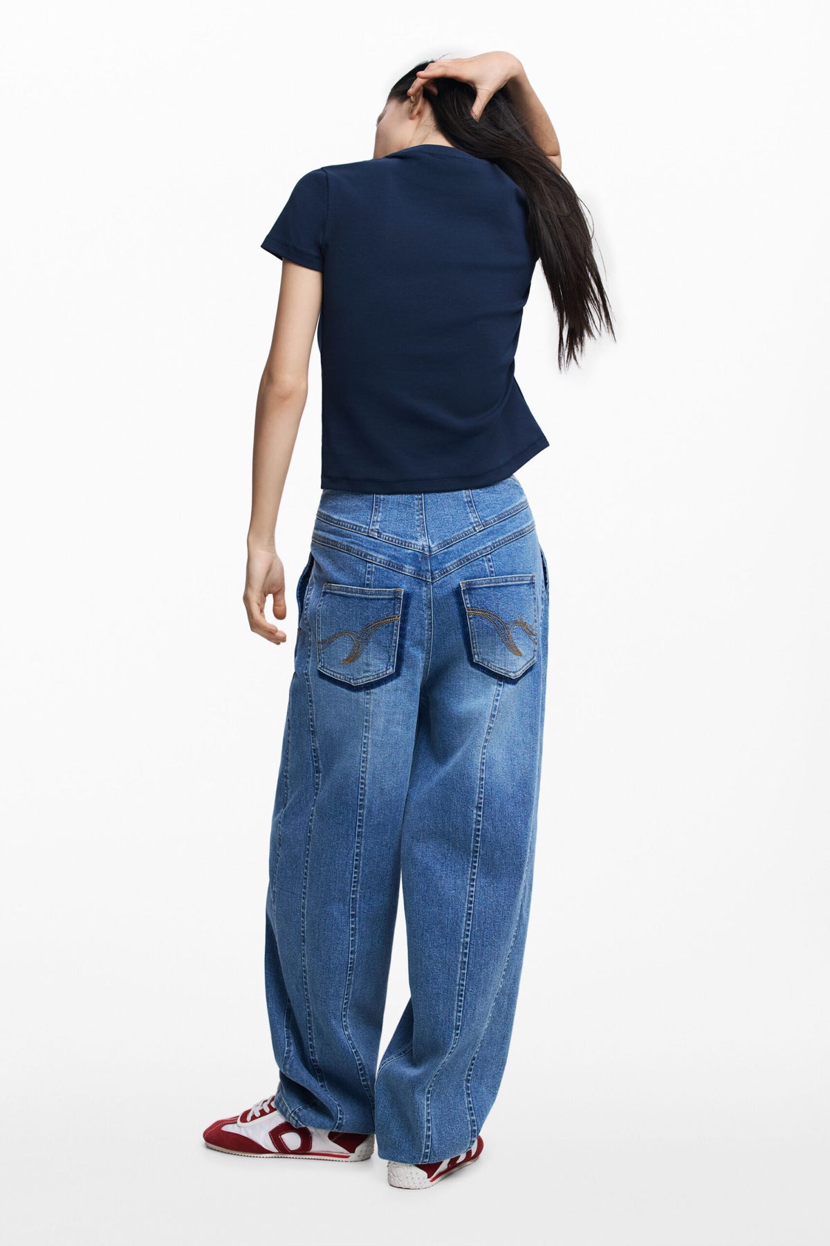 Desigual Blue knit T-shirt with round neck and short sleeves