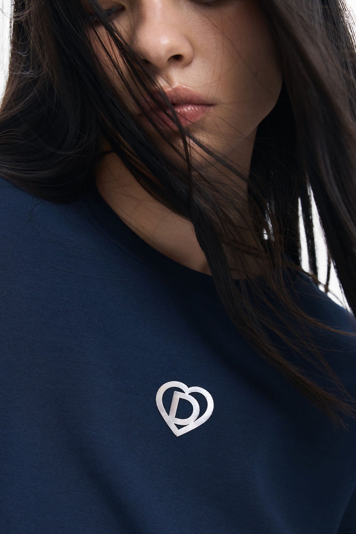 Desigual Blue knit T-shirt with round neck and short sleeves